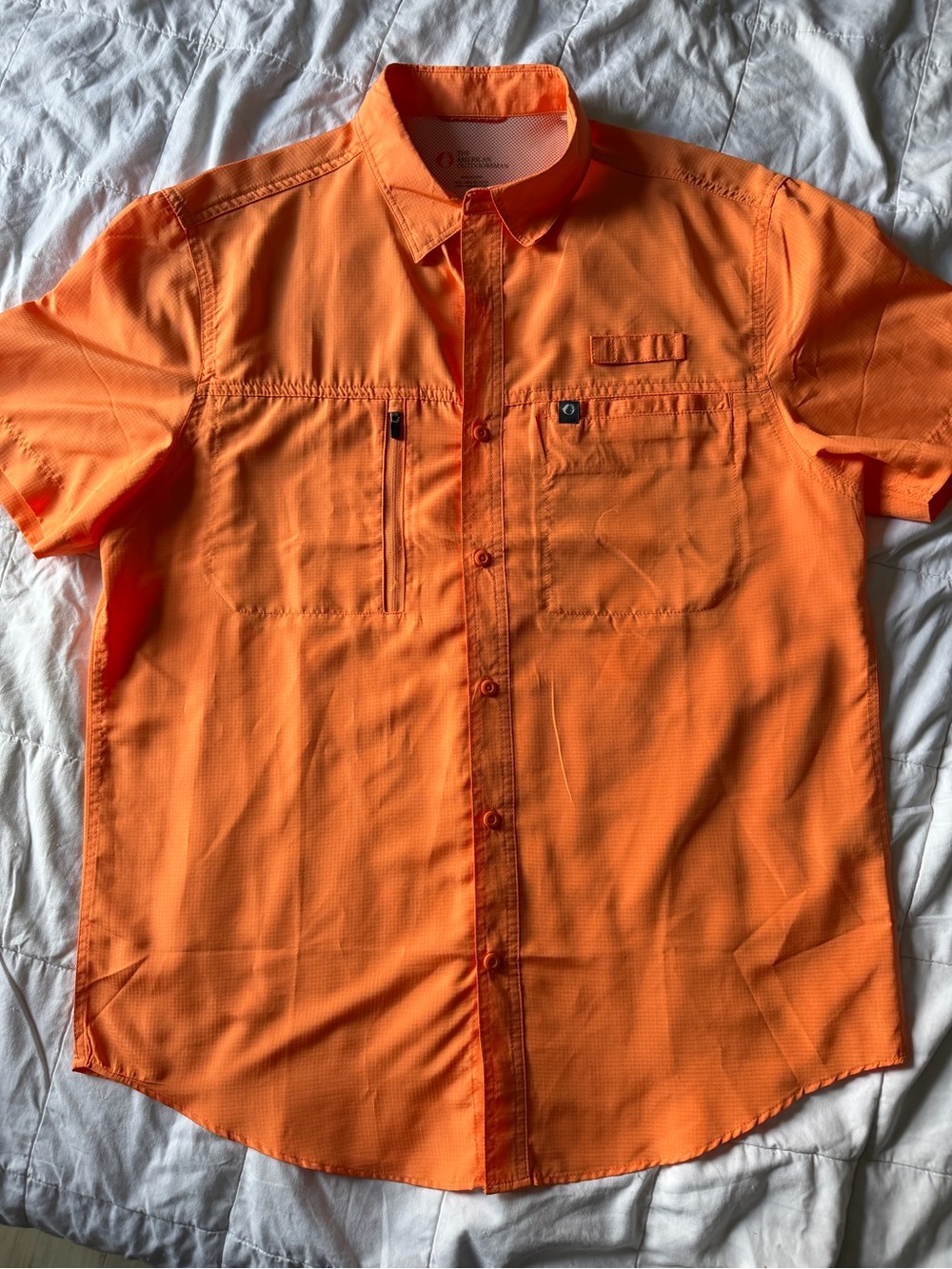 Men's Short-Sleeve Casual Button-Down Shirt in Bright Orange